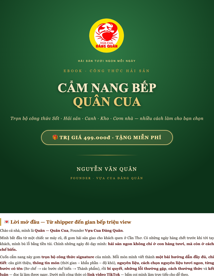 Bìa ebook Cẩm Nang Bếp Quân Cua
